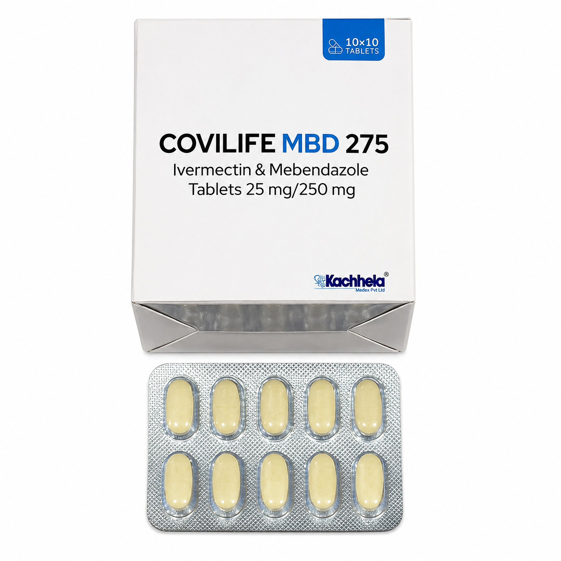 Mebendazole 100 mg and 500 mg packs, and how they ship